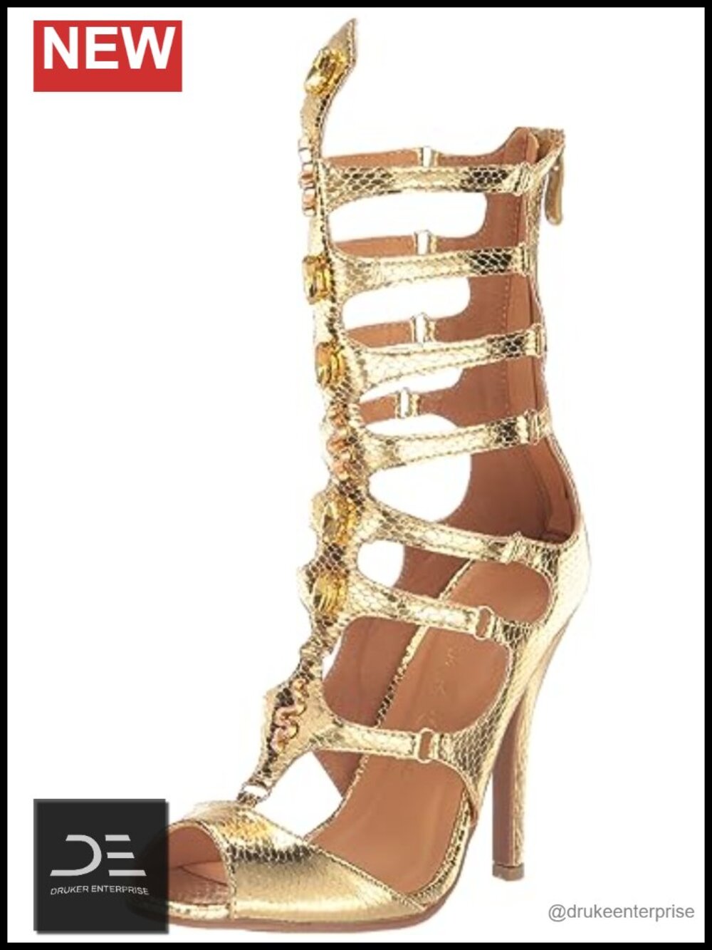 5 Inch Stiletto Heel Gladiator Sandals with Jewels